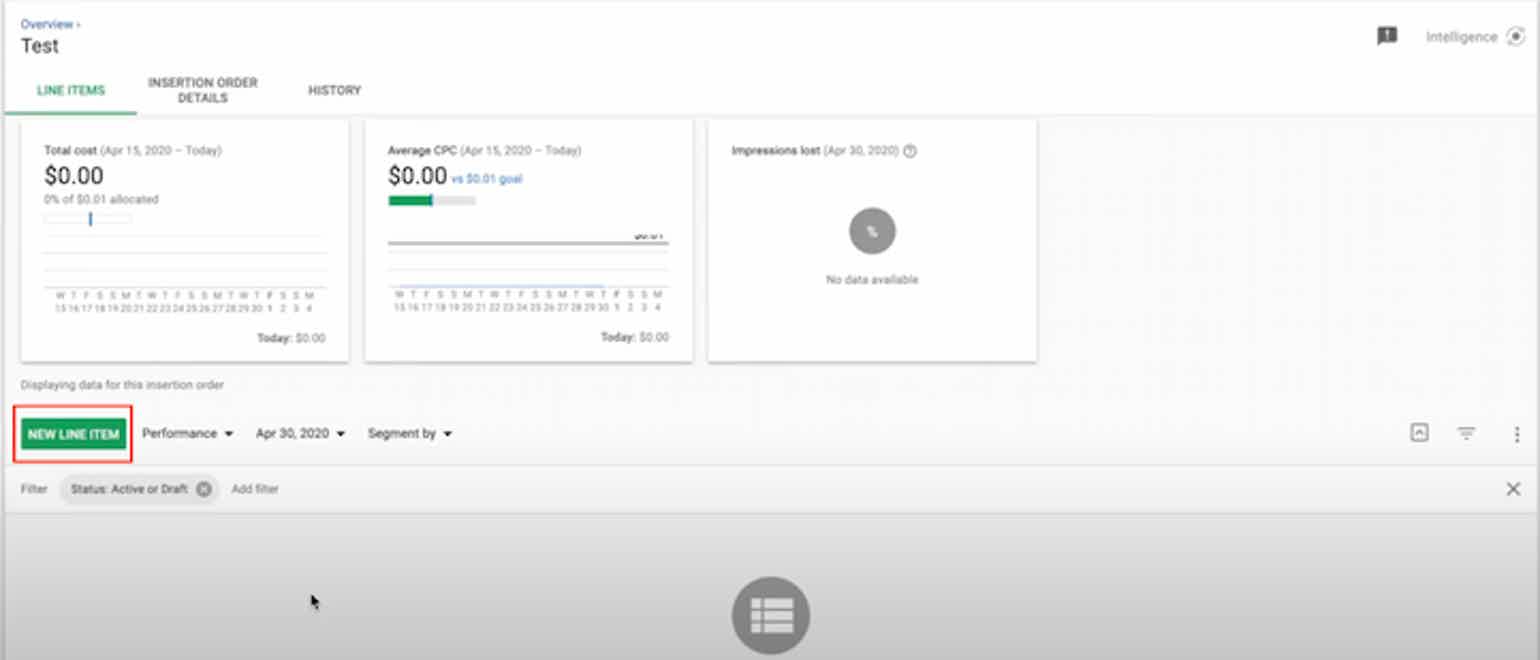 Creating a new line item in DV360