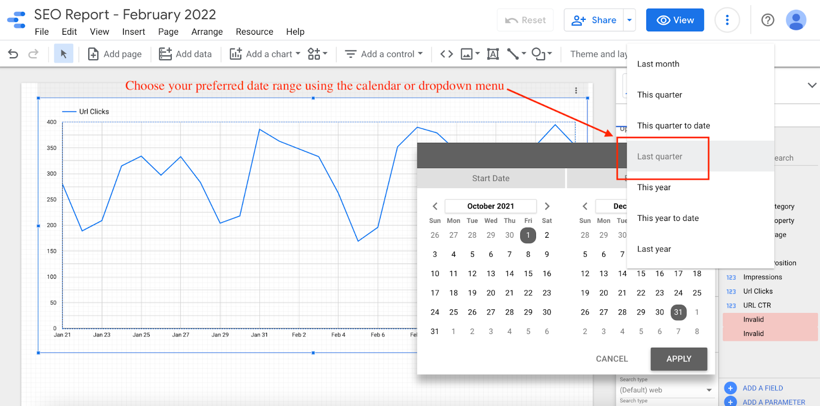 Time series chart editing