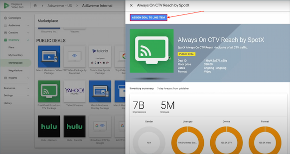 Assigning deals to line items